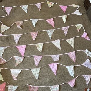 Floral Pink and Cream Bunting Garland